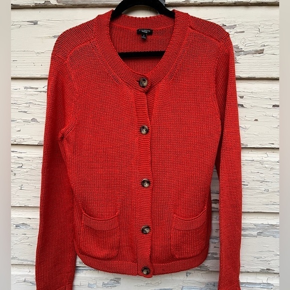 Talbots Sweaters - Talbots Fall Loose Knit Cotton Crochet Button-Down Cardigan Sweater Large